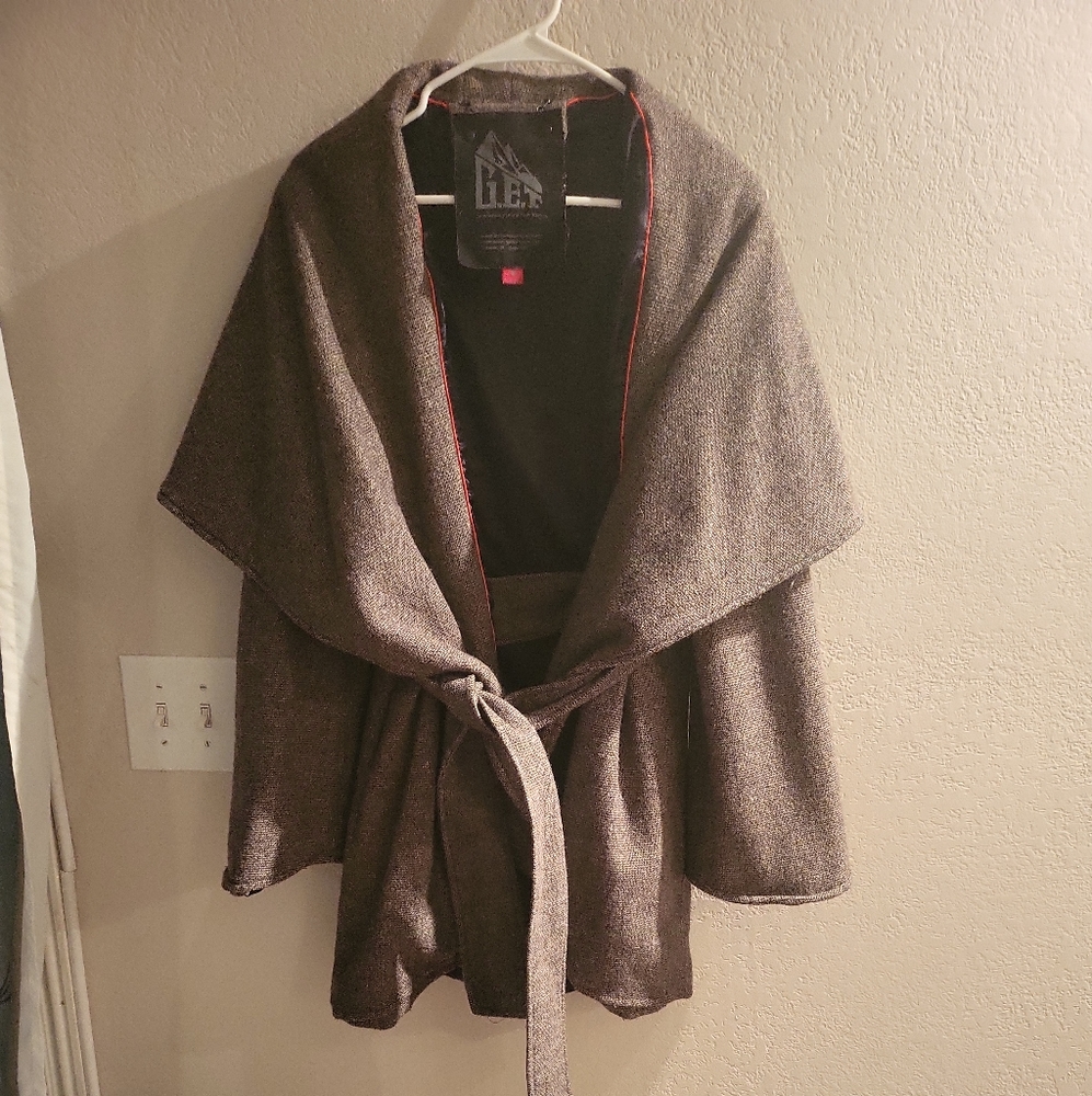G.E.T. Gray Wrap Coat, Jedi Style, can be Hooded M